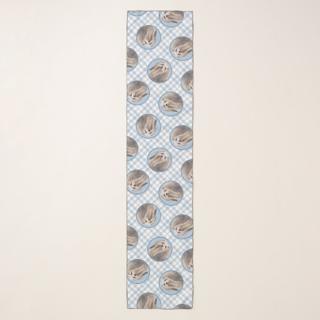 Havanese Painting Silver Cute Original Pet Dog Art Scarf (Front)