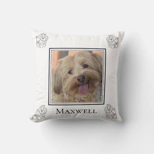 Havanese Photo With Drawings Personalized Throw Pillow