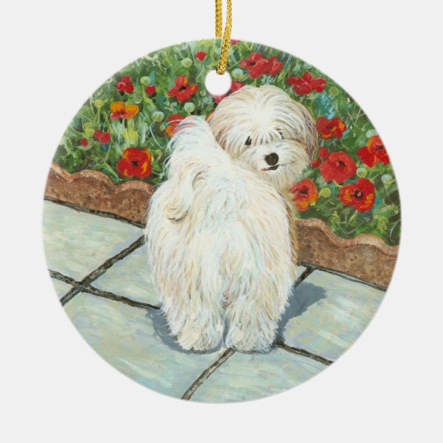 Havanese & Poppy Christmas Ornament (Front)