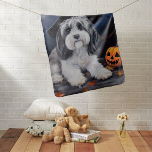 Havanese Pumpkins Halloween Scary Baby Blanket