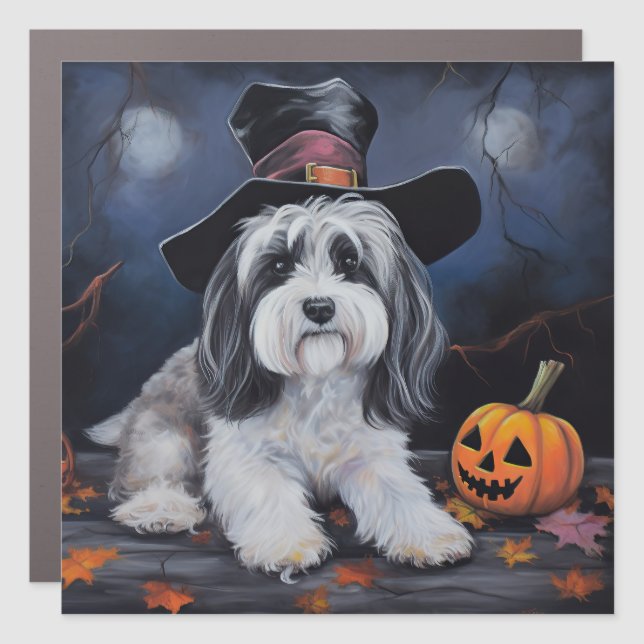 Havanese Pumpkins Halloween Scary Car Magnet (Front)