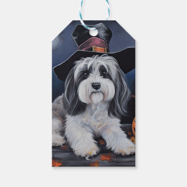 Havanese Pumpkins Halloween Scary Gift Tags (Front)