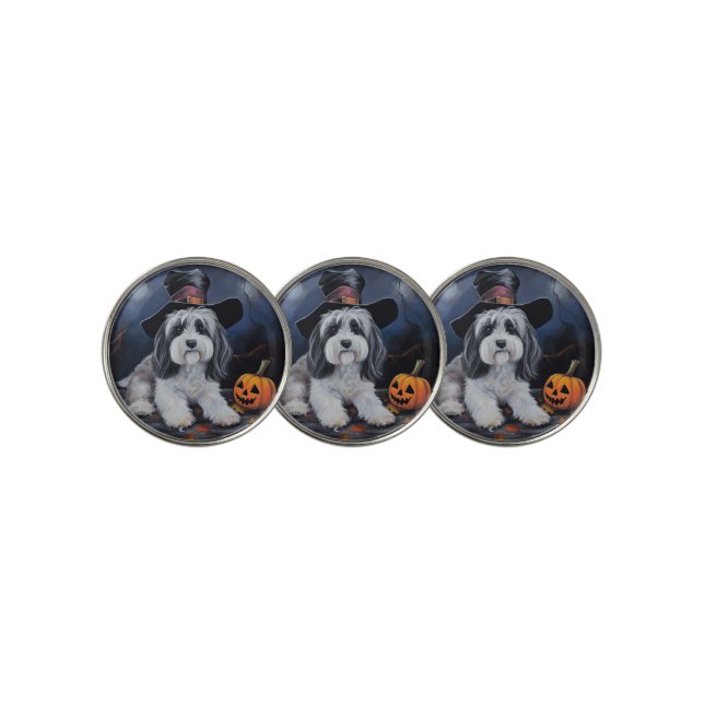 Havanese Pumpkins Halloween Scary Golf Ball Marker (3 Up)