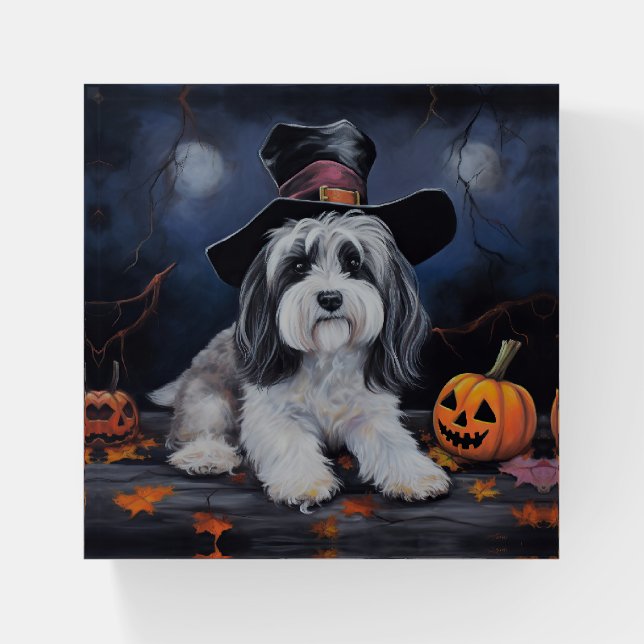 Havanese Pumpkins Halloween Scary Paperweight (Front)