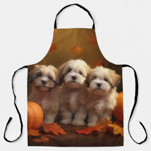 Havanese Puppy Autumn Delight Pumpkin Apron