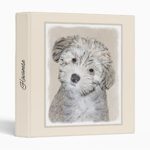 Havanese Puppy Painting - Cute Original Dog Art 3 Ring Binder