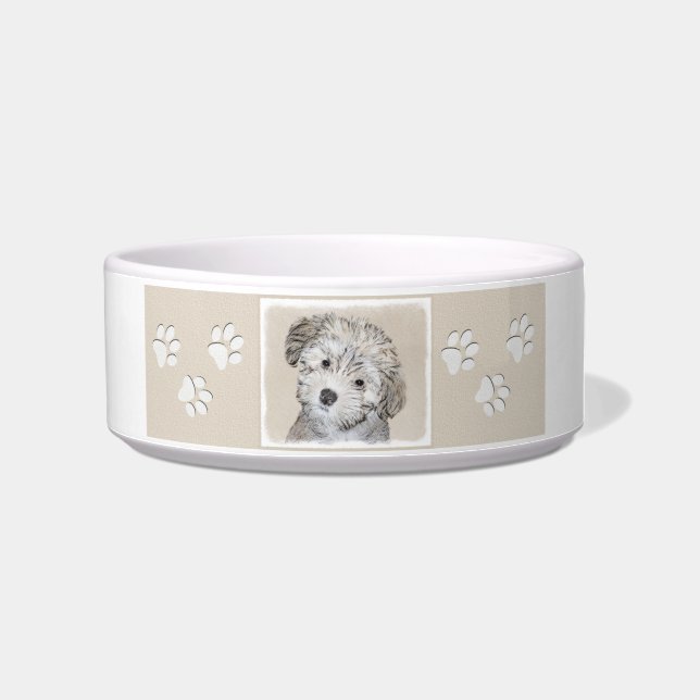 Havanese Puppy Painting - Cute Original Dog Art Bowl (Right)