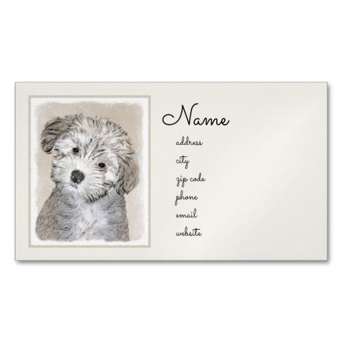Havanese Puppy Painting _ Cute Original Dog Art Business Card Magnet