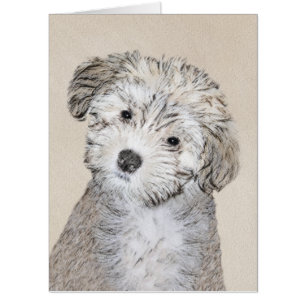 Havanese Puppy Painting - Cute Original Dog Art Card