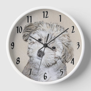 Havanese Puppy Painting - Cute Original Dog Art Clock