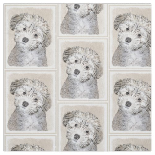 Havanese Puppy Painting _ Cute Original Dog Art Fabric