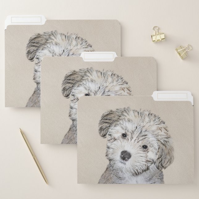 Havanese Puppy Painting - Cute Original Dog Art File Folder (Set)