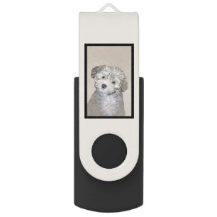Havanese Puppy Painting - Cute Original Dog Art Flash Drive