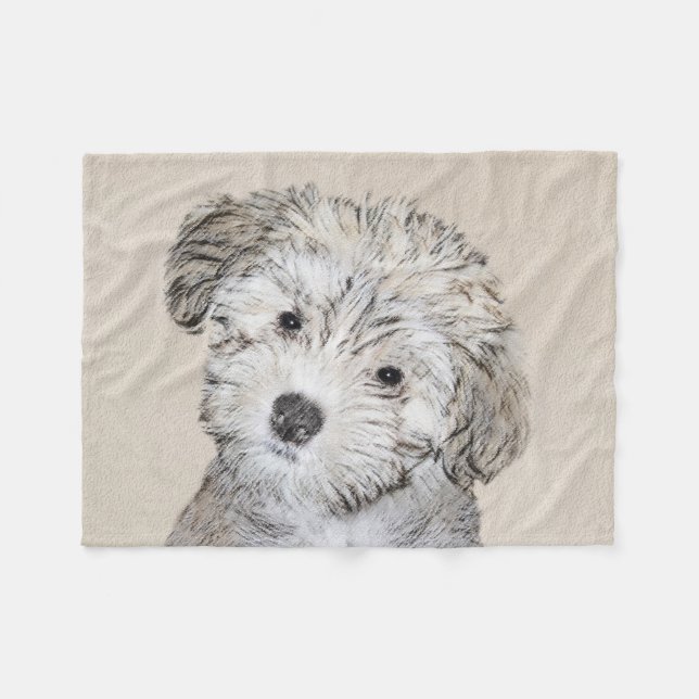 Havanese Puppy Painting - Cute Original Dog Art Fleece Blanket (Front (Horizontal))