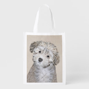 Havanese Puppy Painting - Cute Original Dog Art Grocery Bag