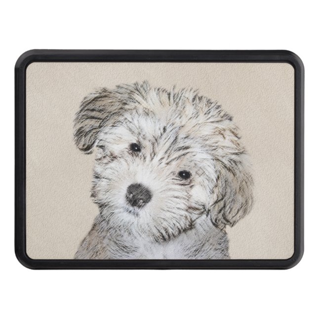 Havanese Puppy Painting - Cute Original Dog Art Hitch Cover (Front)