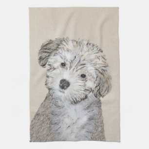 Havanese Puppy Painting - Cute Original Dog Art Kitchen Towel