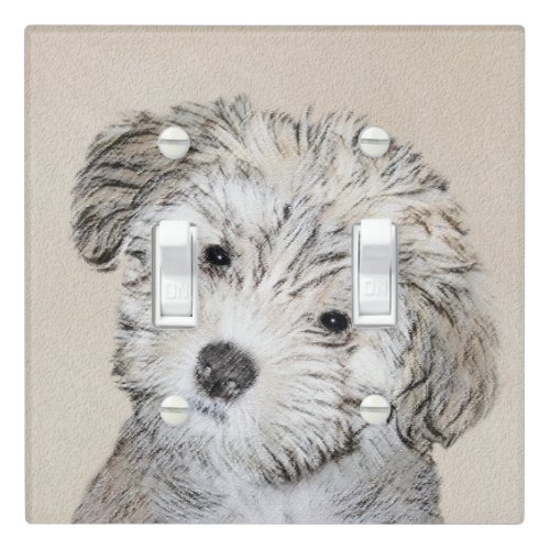 Havanese Puppy Painting _ Cute Original Dog Art Light Switch Cover