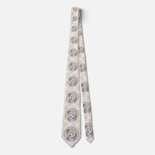 Havanese Puppy Painting - Cute Original Dog Art Neck Tie