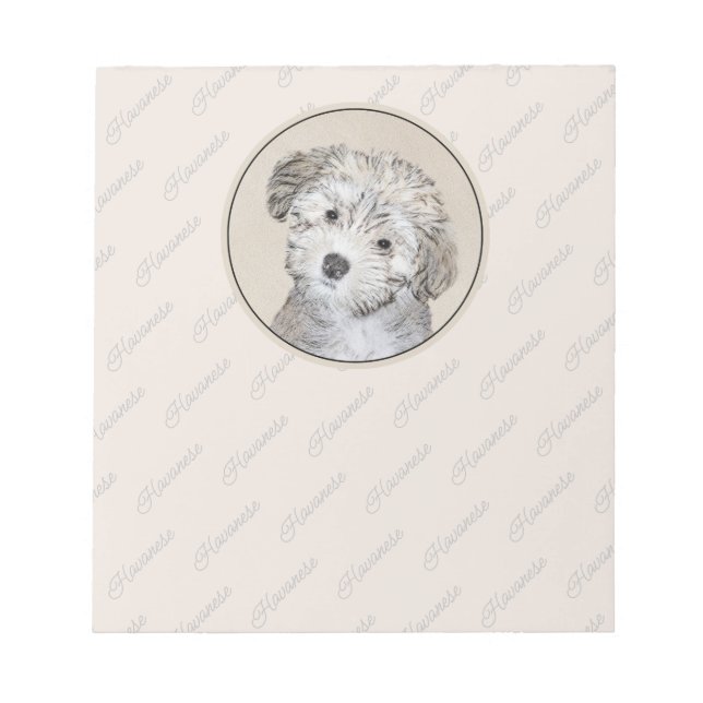 Havanese Puppy Painting - Cute Original Dog Art Notepad (Front)