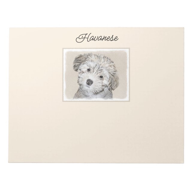 Havanese Puppy Painting - Cute Original Dog Art Notepad (Front)