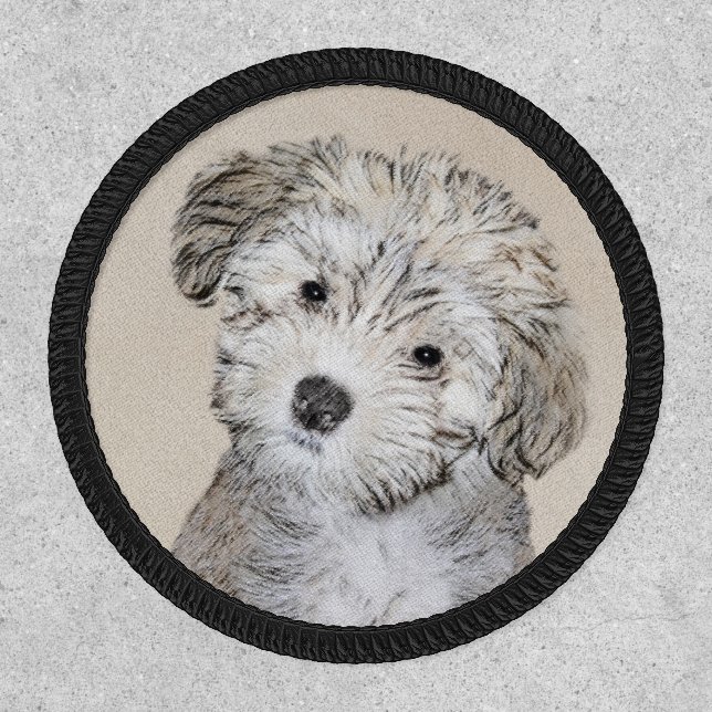 Havanese Puppy Painting - Cute Original Dog Art Patch (Front)