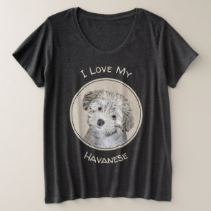 Havanese Puppy Painting - Cute Original Dog Art Plus Size T-Shirt