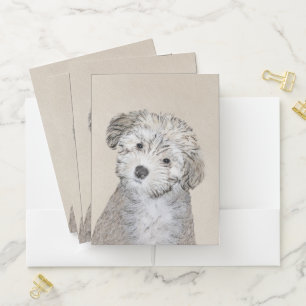 Havanese Puppy Painting - Cute Original Dog Art Pocket Folder