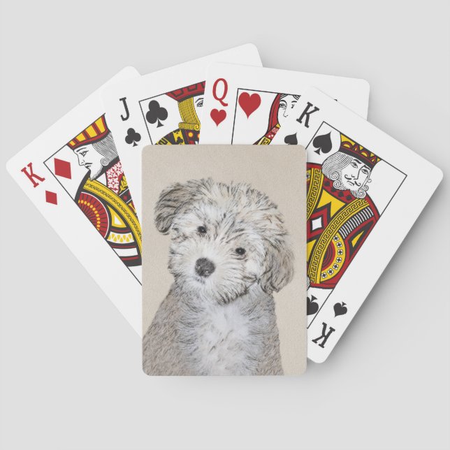 Havanese Puppy Painting - Cute Original Dog Art Poker Cards (Back)