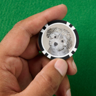 Havanese Puppy Painting - Cute Original Dog Art Poker Chips