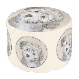 Havanese Puppy Painting - Cute Original Dog Art Pouf