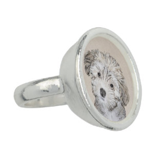 Havanese Puppy Painting - Cute Original Dog Art Ring
