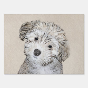 Havanese Puppy Painting - Cute Original Dog Art Sign
