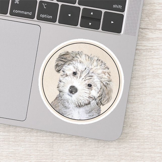 Havanese Puppy Painting - Cute Original Dog Art Sticker (Detail)