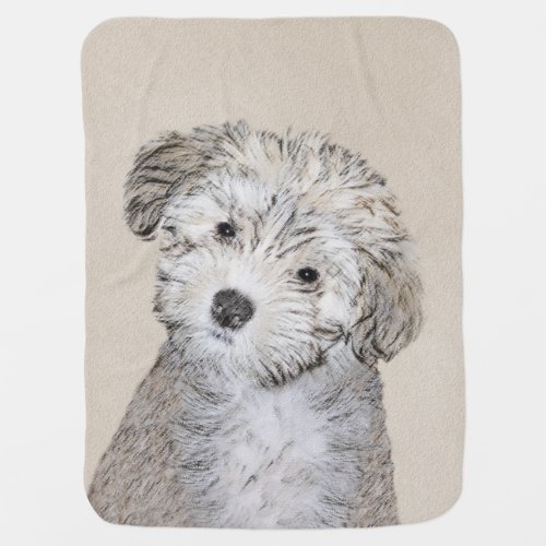 Havanese Puppy Painting _ Cute Original Dog Art Swaddle Blanket