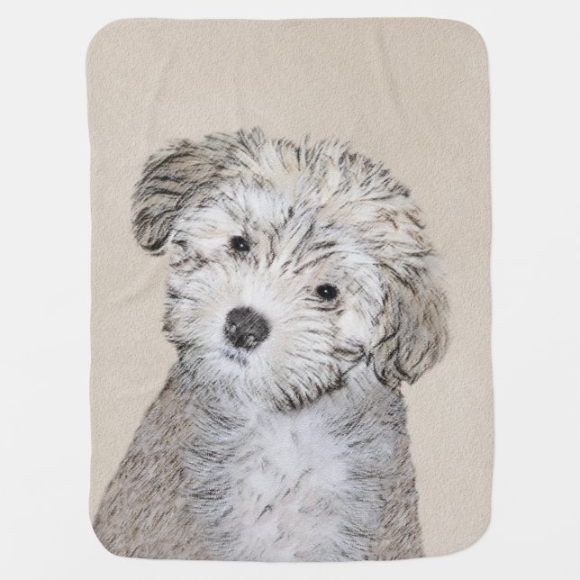 Havanese Puppy Painting - Cute Original Dog Art Swaddle Blanket (Front)
