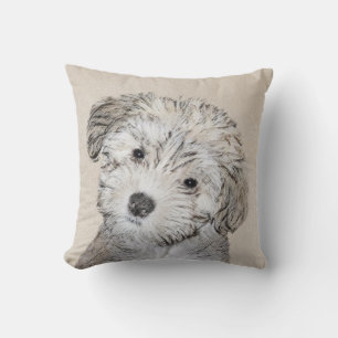 Havanese Puppy Painting - Cute Original Dog Art Throw Pillow