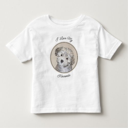 Havanese Puppy Painting _ Cute Original Dog Art Toddler T_shirt