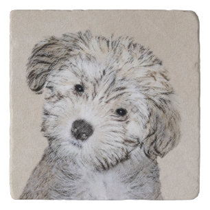 Havanese Puppy Painting - Cute Original Dog Art Trivet