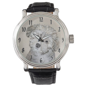 Havanese Puppy Painting - Cute Original Dog Art Watch