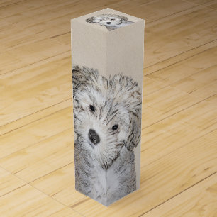 Havanese Puppy Painting - Cute Original Dog Art Wine Box