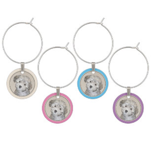 Havanese Puppy Painting - Cute Original Dog Art Wine Charm