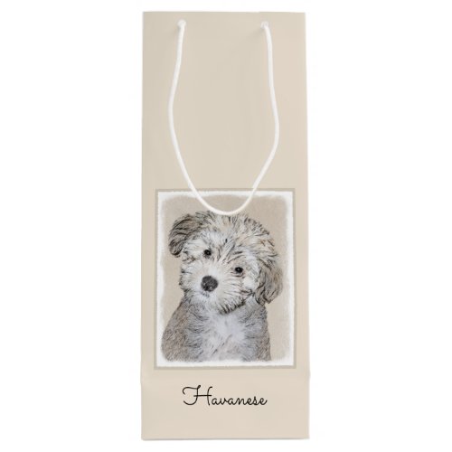 Havanese Puppy Painting _ Cute Original Dog Art Wine Gift Bag