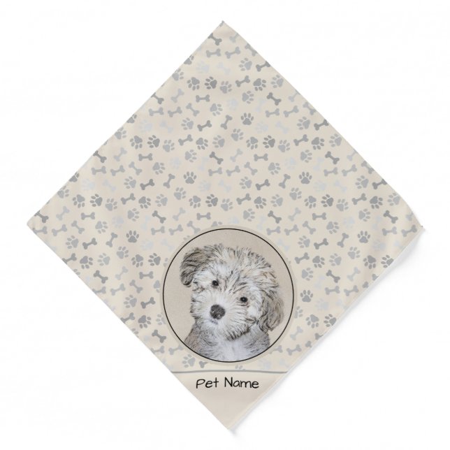 Havanese Puppy Painting Sable Original Pet Dog Art Bandana (Front)