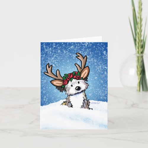 Havanese Reindeer Holiday Card