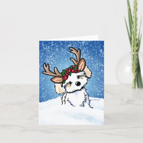 Havanese Reindeer Holiday Card