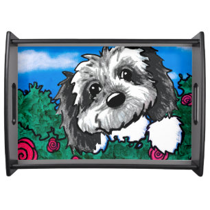 Havanese Rose Garden Serving Tray