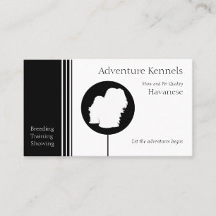 Havanese Silhouette Modern Black White Business Card