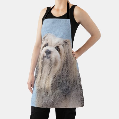 Havanese Silver Painting _ Cute Original Dog Art Apron