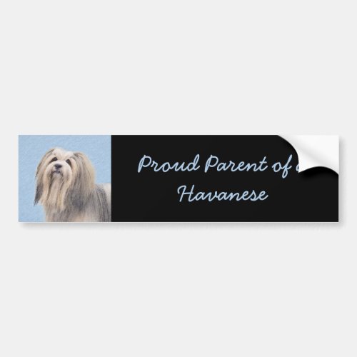 Havanese Silver Painting _ Cute Original Dog Art Bumper Sticker